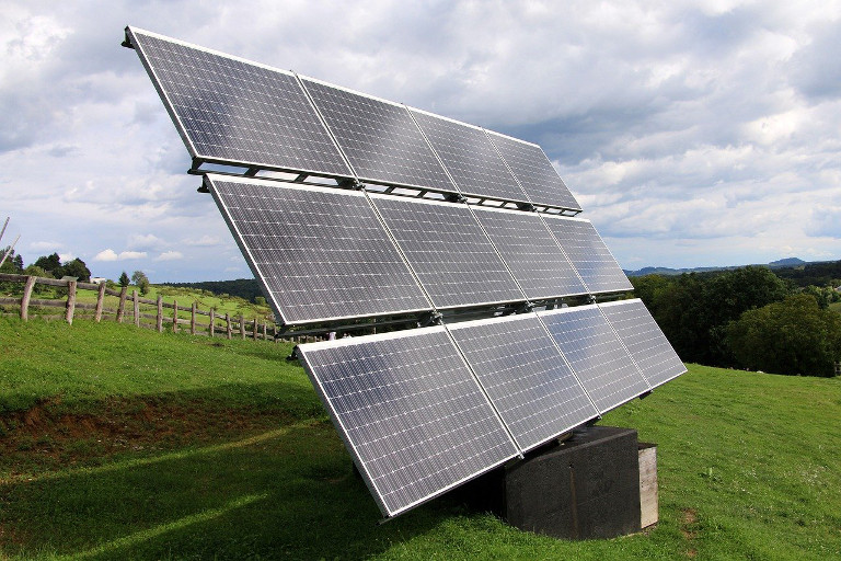 Solar panels in field