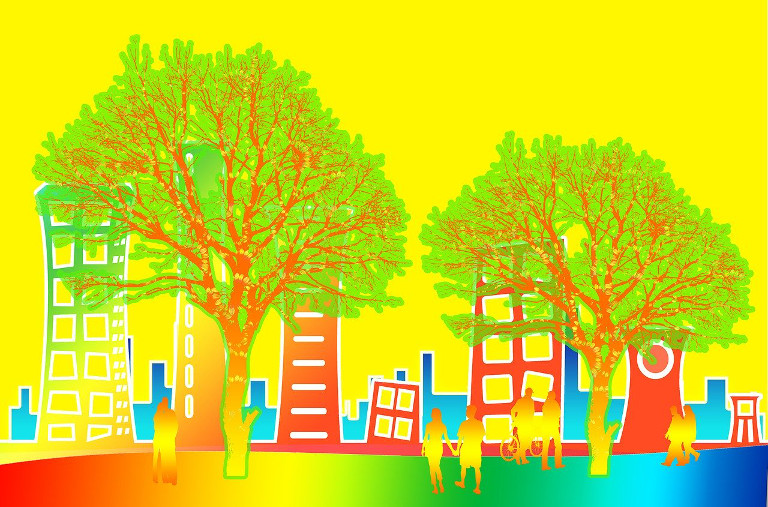 City with trees art