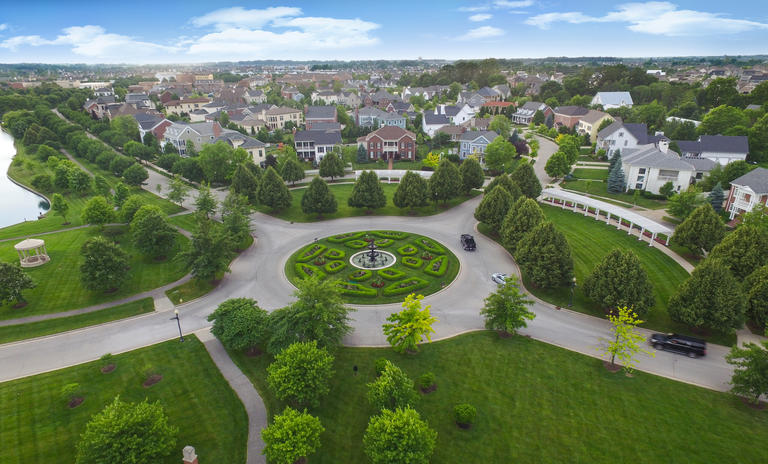 Roundabout in the West Clay neighborhood of Carmel, IN Courtesy City Of Carmel