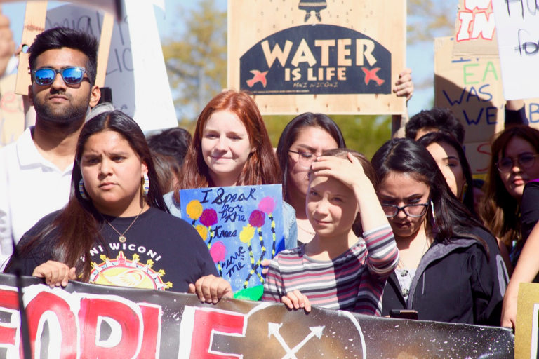 Greta Thunberg and Tokata Iron Eyes