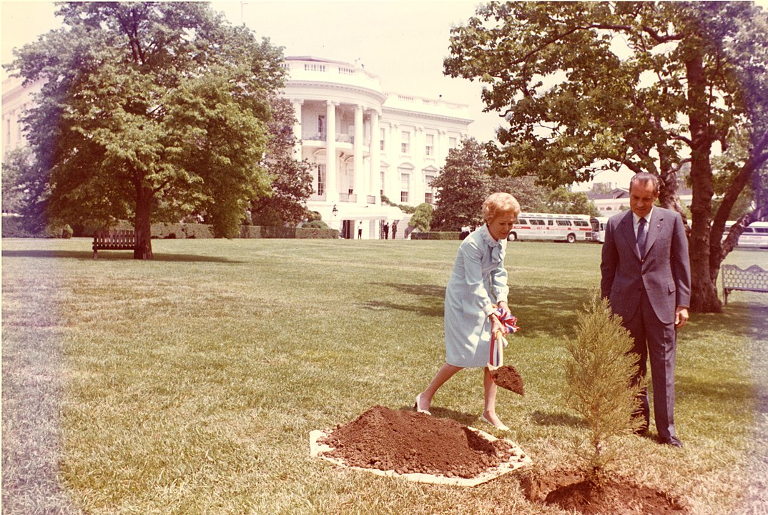 Nixons plant a tree for Earth Day