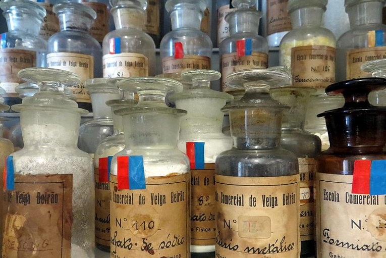 Old chemicals in bottes