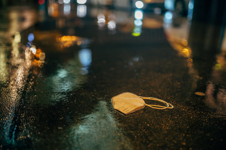 discarded face mask