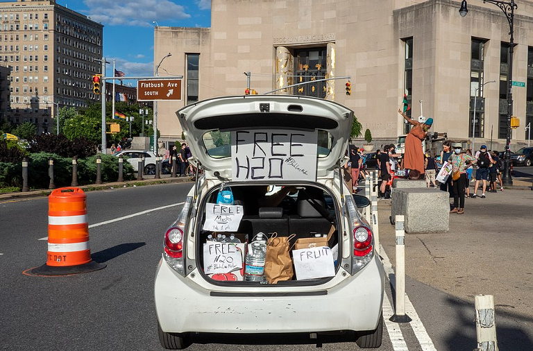George Floyd protest water truck