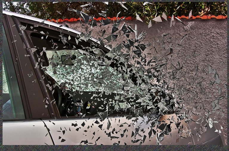 broken windshield