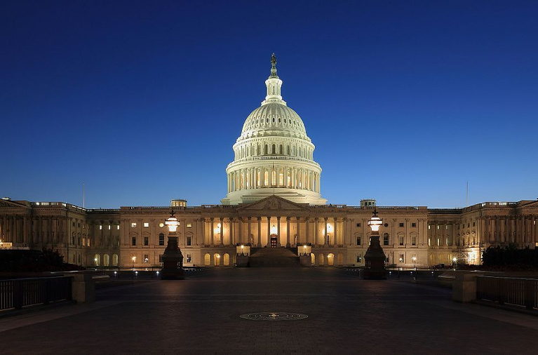 US Capitol at night