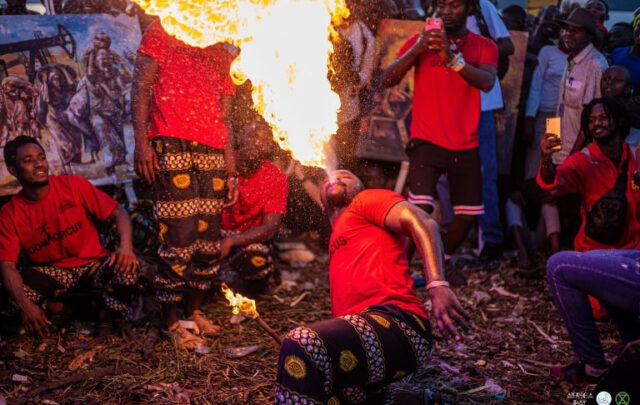 Congolese student protest against fossil fuel extraction