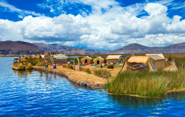 Totora boat on the Titicaca lake