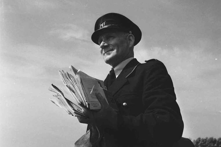 A postman in the Slotermeerpolder, Netherlands 1954.