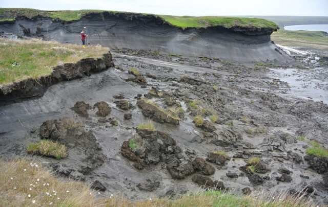 permafrost thaw causing ground collapse