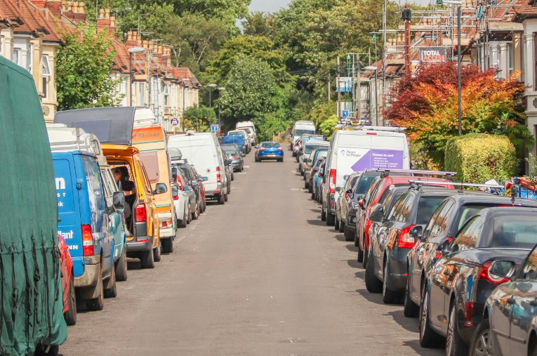 Parked up streets in Bristol UK