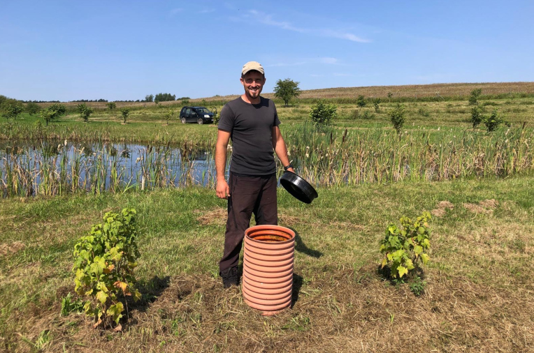 Vytenas explains his water drainage system