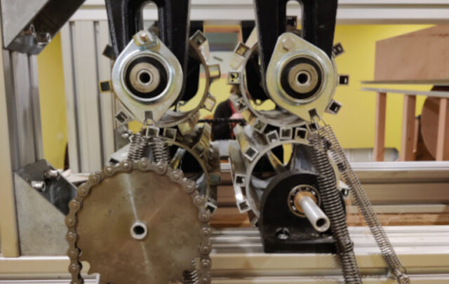 Mechanical flax breaker.